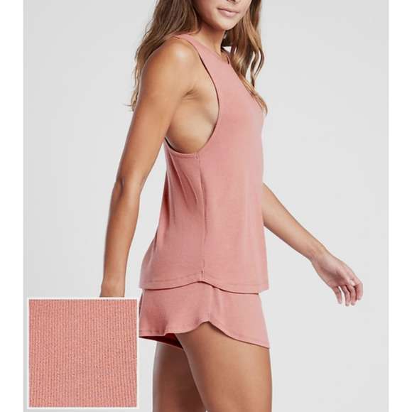NWT ATHLETA WOMEN'S PALERMO PINK SLEEVELESS WELL RESTED RIB TANK AND SHORTS 3X - Picture 3 of 4